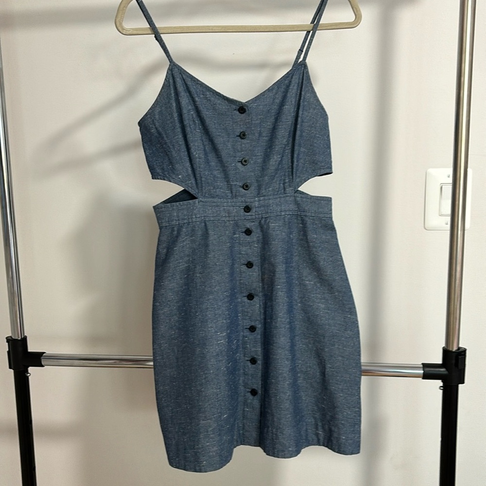 Madewell Blue Denim Button-Front Cutout Sundress